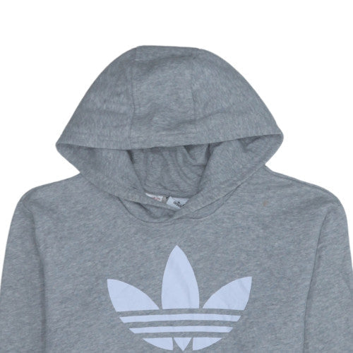 Adidas Boys Grey Hoodie 13-14 Years Pullover Fleece Hooded Sweatshirt