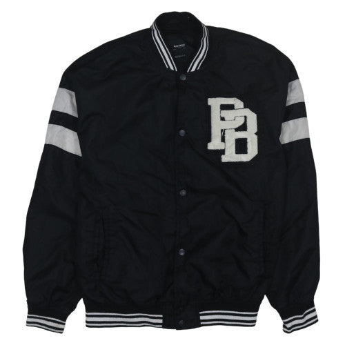 Pull & Bear Men's Black Varsity Jacket Size M Casual College Style
