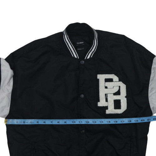 Pull & Bear Men's Black Varsity Jacket Size M Casual College Style
