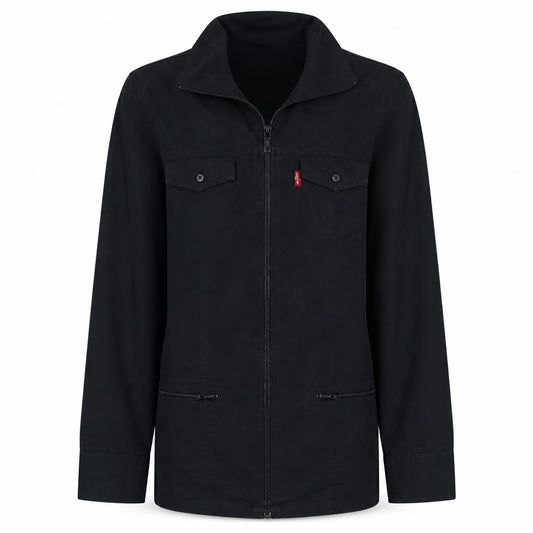 Levi's Girls Black Cotton Full Zip Mid-Length Jacket Size L