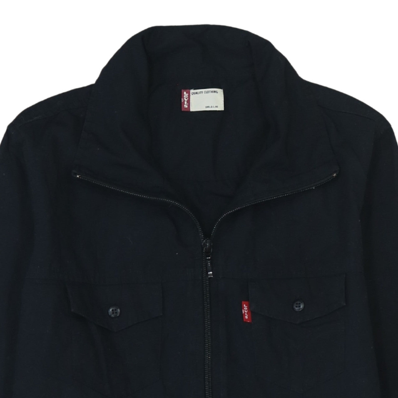 Levi's Girls Black Cotton Full Zip Mid-Length Jacket Size L