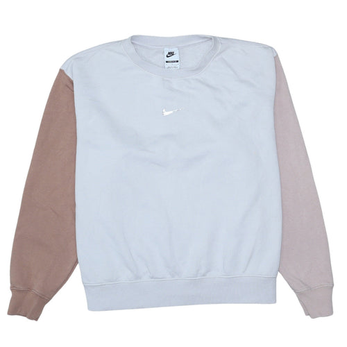 Nike Women’s Beige Colourblock Sweatshirt Size L Loose Fit