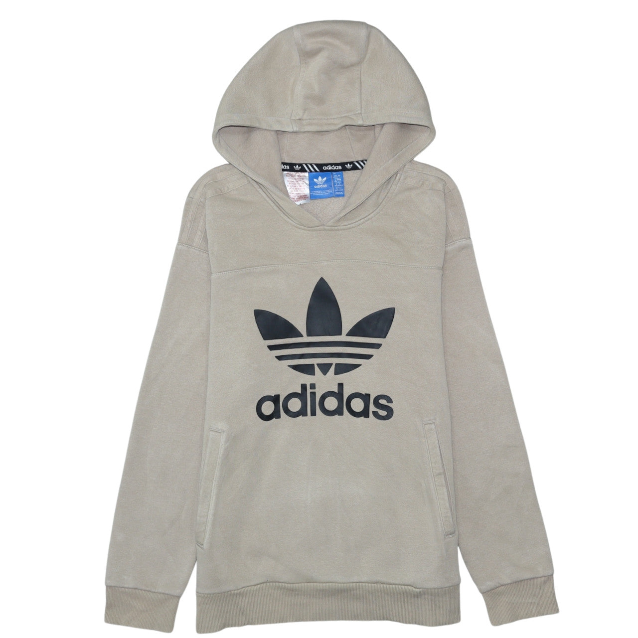 Adidas Boys Beige Pullover Hoodie 13-14 Years Logo Fleece Sweatshirt