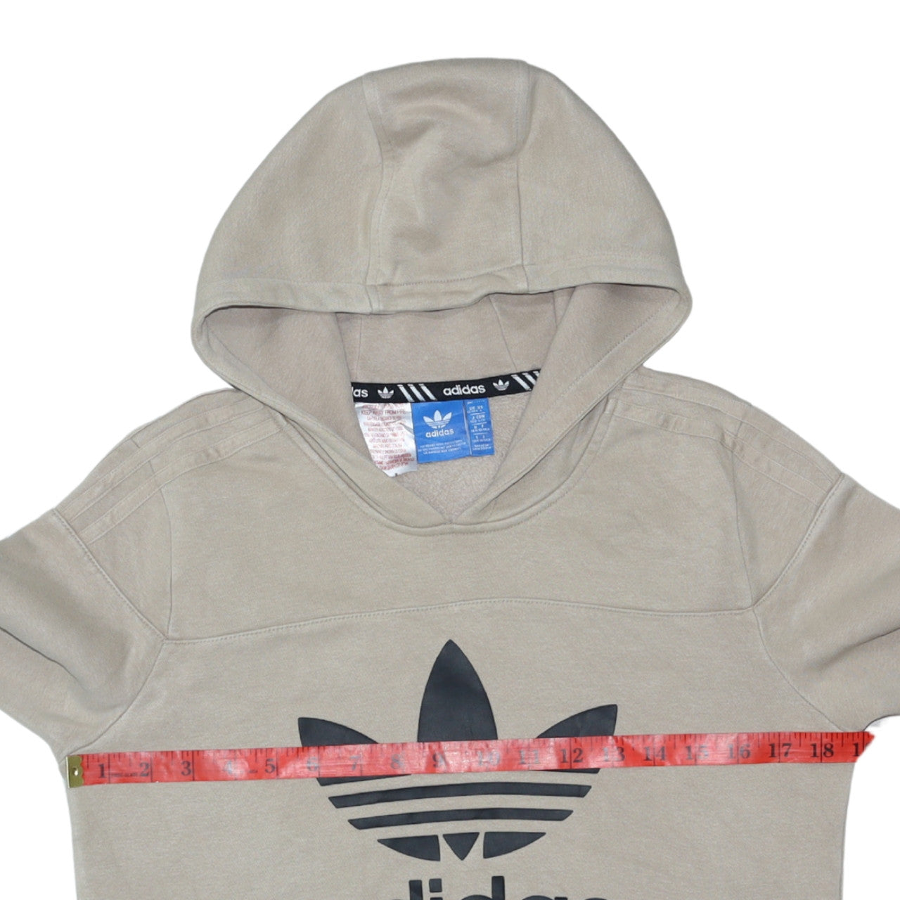 Adidas Boys Beige Pullover Hoodie 13-14 Years Logo Fleece Sweatshirt