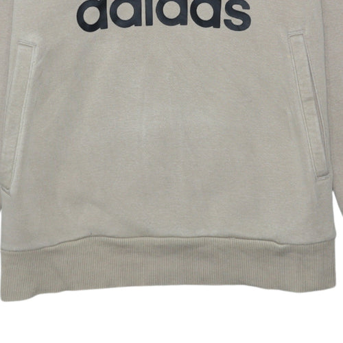 Adidas Boys Beige Pullover Hoodie 13-14 Years Logo Fleece Sweatshirt