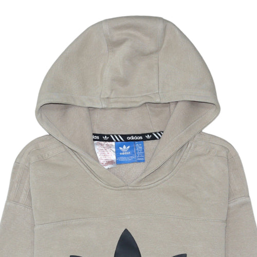 Adidas Boys Beige Pullover Hoodie 13-14 Years Logo Fleece Sweatshirt