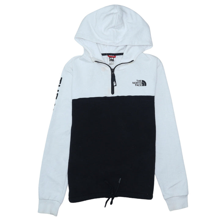 The North Face Womens Black White Small 1/4 Zip Hooded Sweatshirt