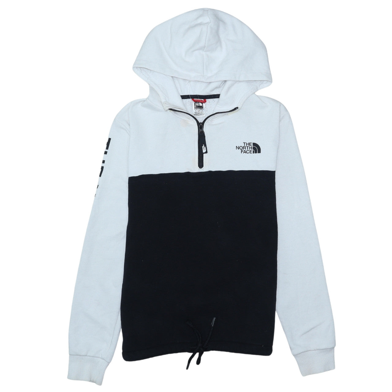 The North Face Womens Black White Small 1/4 Zip Hooded Sweatshirt