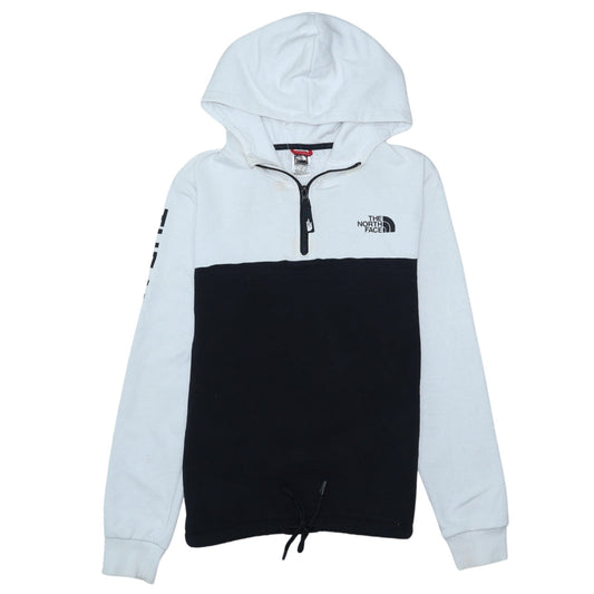 The North Face Womens Black White Small 1/4 Zip Hooded Sweatshirt