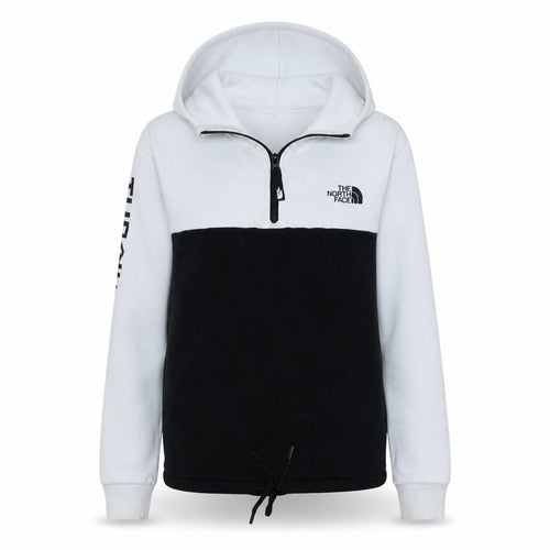 The North Face Womens Black White Small 1/4 Zip Hooded Sweatshirt
