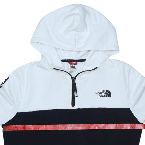 The North Face Womens Black White Small 1/4 Zip Hooded Sweatshirt