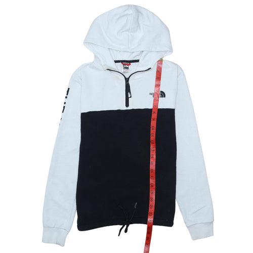The North Face Womens Black White Small 1/4 Zip Hooded Sweatshirt