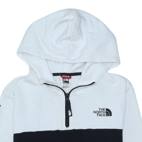 The North Face Womens Black White Small 1/4 Zip Hooded Sweatshirt