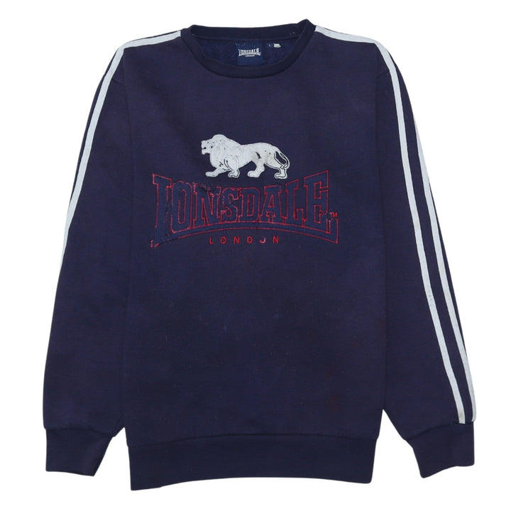 Lonsdale Men's Blue Crew Neck Embroidered Logo Sweatshirt L