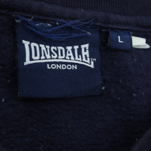 Lonsdale Men's Blue Crew Neck Embroidered Logo Sweatshirt L