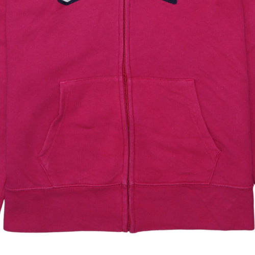 GAP Women Pink Full Zip Hoodie L Logo Embroidered Cotton Casual