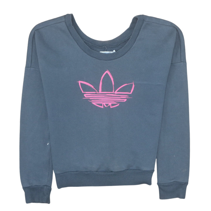 Adidas Women's Grey Sweatshirt Size 8 Crew Neck Pullover Logo Casual