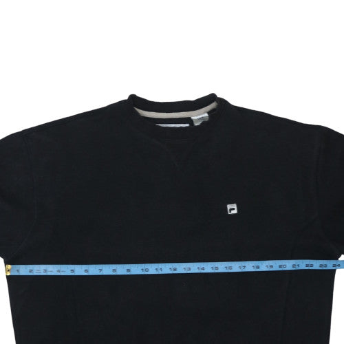 Fila Mens Black Crew Neck Fleece Sweatshirt M Pullover Sportswear