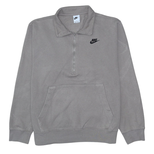 Nike Men's Grey 1/2 Zip Fleece Sweatshirt L Regular Fit
