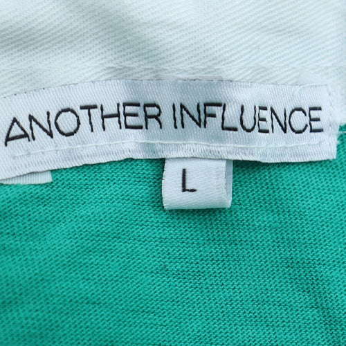 Another Influence Men’s Green Yellow Colourblock Rugby Shirt L Long Sleeve