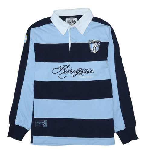 Kevingston Men's Blue Striped Rugby Union Long Sleeve Shirt L