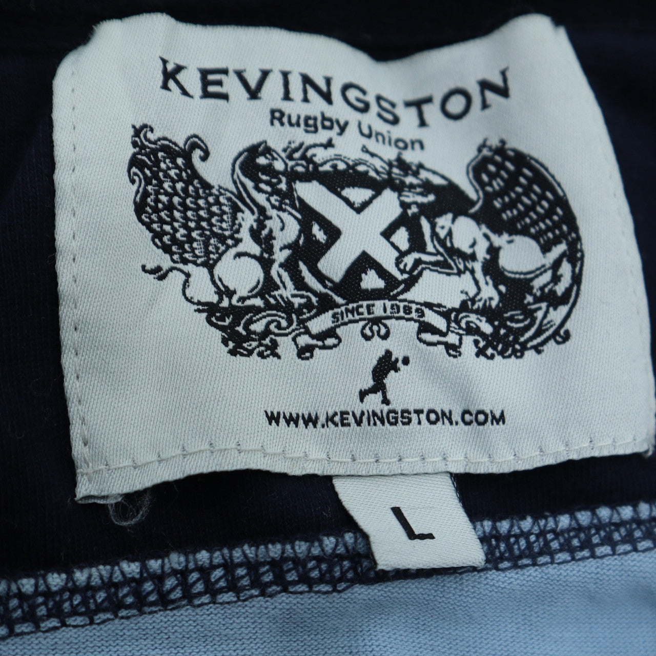 Kevingston Men's Blue Striped Rugby Union Long Sleeve Shirt L