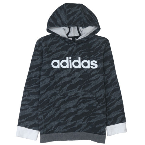 Adidas Boys Black Camouflage Pullover Hoodie Size L - Cotton Blend Fleece