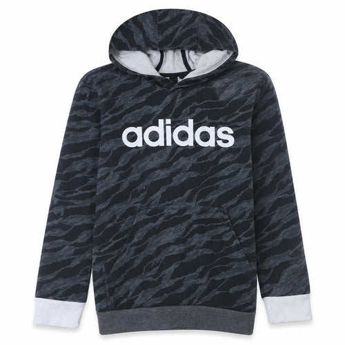 Adidas Boys Black Camouflage Pullover Hoodie Size L - Cotton Blend Fleece