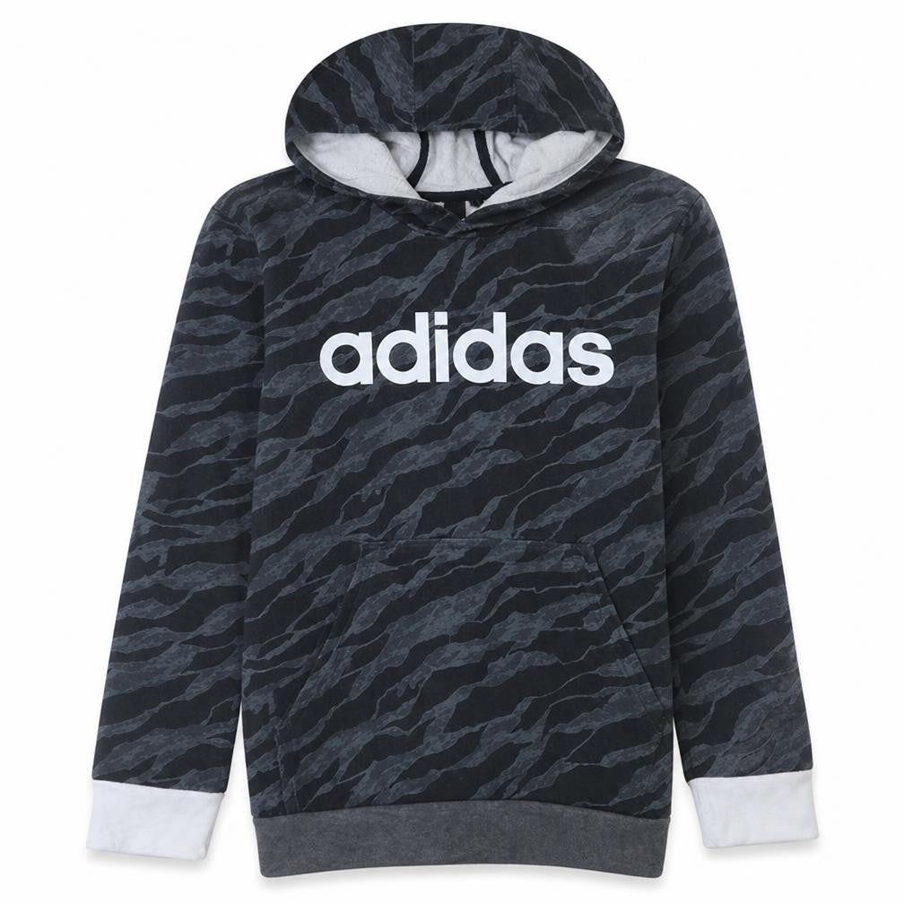 Adidas Boys Black Camouflage Pullover Hoodie Size L - Cotton Blend Fleece