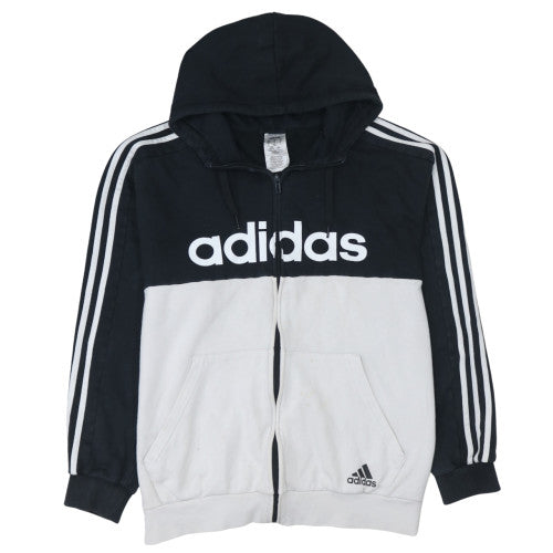 Adidas Men's Black & White Full Zip Hoodie XL Sportswear