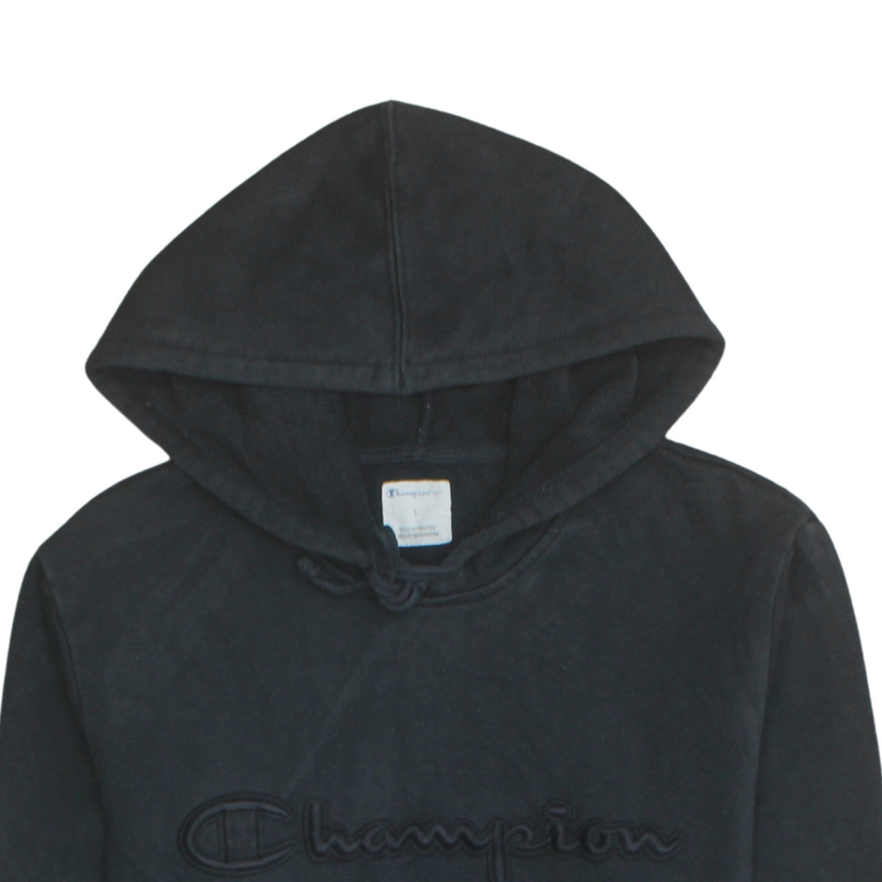 Champion Men's Black Pullover Hoodie Size L Embroidered Logo Fleece