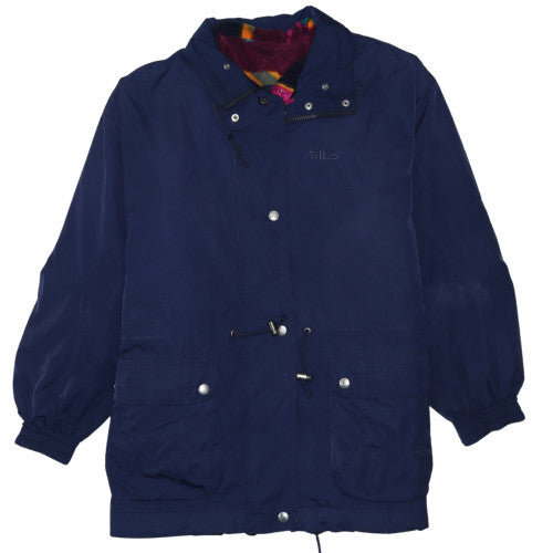 FILA Womens Navy Blue Mid-Length Hooded Parka Jacket Size 12