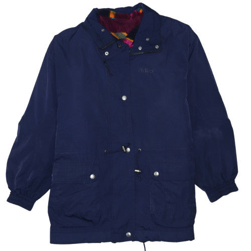 FILA Womens Navy Blue Mid-Length Hooded Parka Jacket Size 12