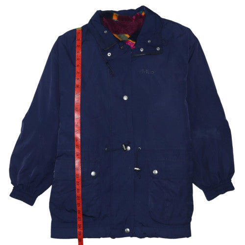 FILA Womens Navy Blue Mid-Length Hooded Parka Jacket Size 12