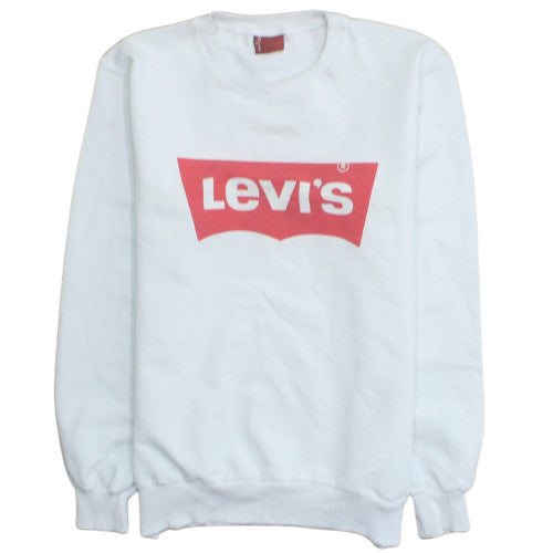 Levi's Men's White Graphic Print Crew Neck Sweatshirt Medium