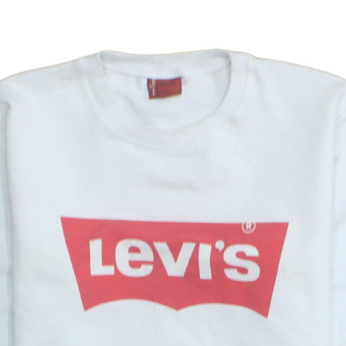 Levi's Men's White Graphic Print Crew Neck Sweatshirt Medium