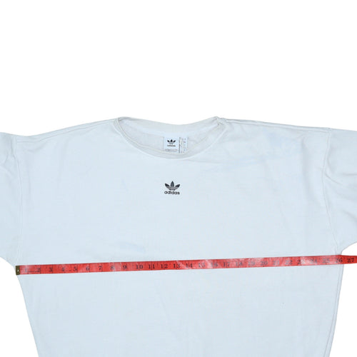 Adidas Women White Crew Neck Long Sleeve Sweatshirt UK 14 Relaxed Fit
