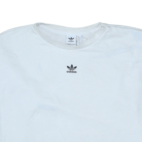 Adidas Women White Crew Neck Long Sleeve Sweatshirt UK 14 Relaxed Fit