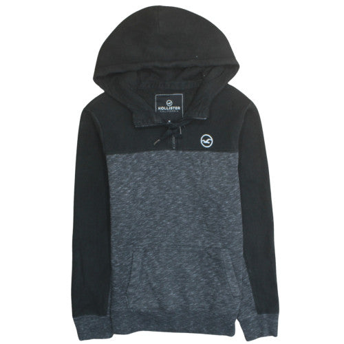 Hollister Men's Black Grey 1/4 Zip Hoodie Size M Regular Fit