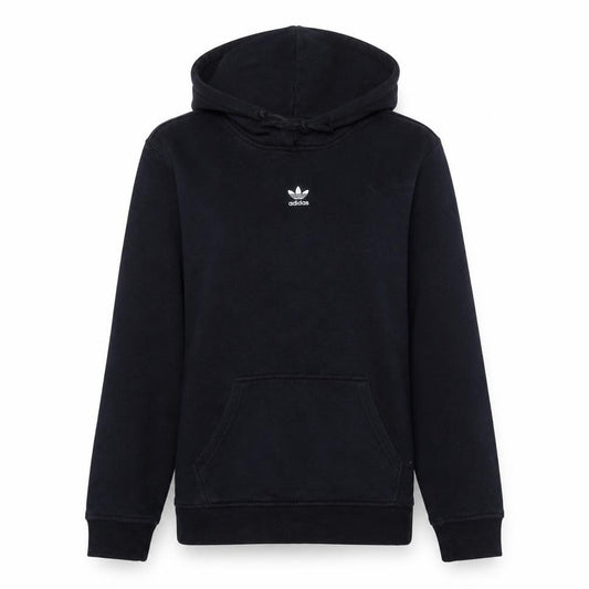Front view of Adidas women’s black, size UK 8, pullover hoodie sweatshirt