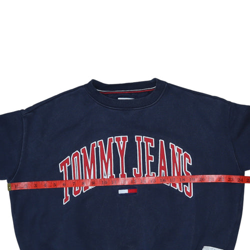 Tommy Jeans Women Navy Blue Logo Crew Neck Pullover Sweatshirt S