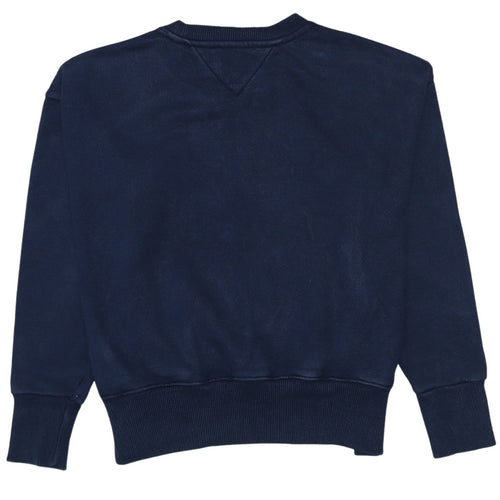 Tommy Jeans Women Navy Blue Logo Crew Neck Pullover Sweatshirt S