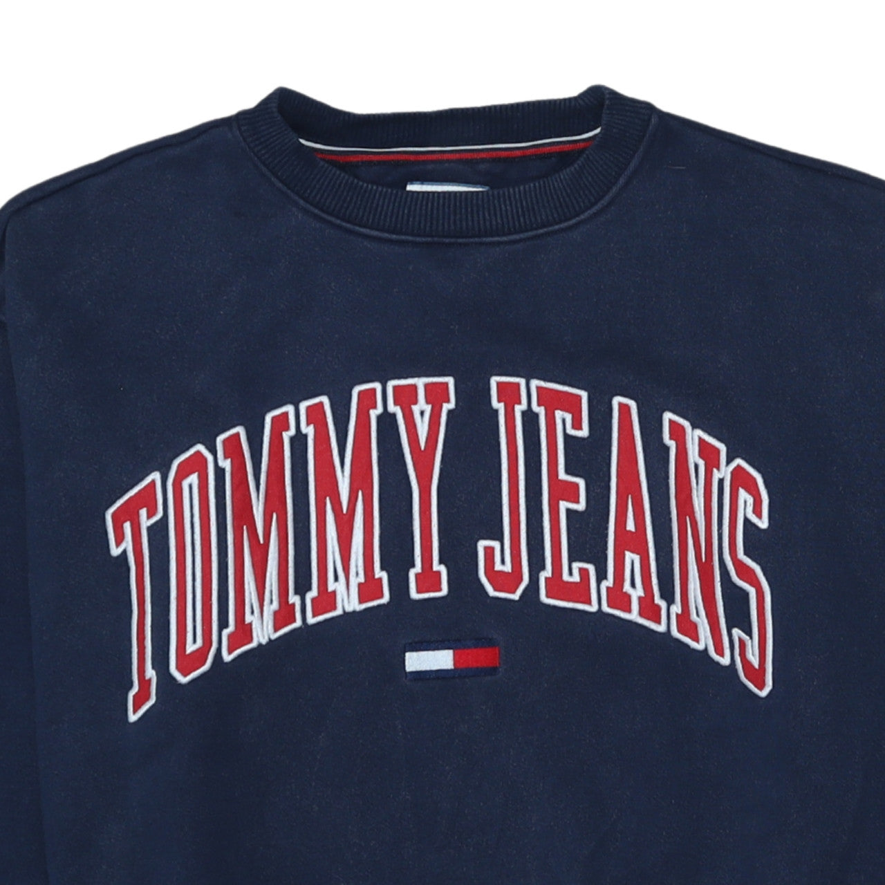Tommy Jeans Women Navy Blue Logo Crew Neck Pullover Sweatshirt S