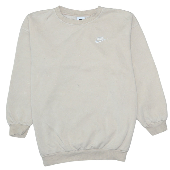 Nike Boys Beige Fleece Pullover Sweatshirt Size 146 Regular Fit