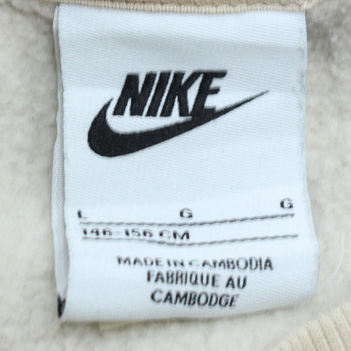 Nike Boys Beige Fleece Pullover Sweatshirt Size 146 Regular Fit
