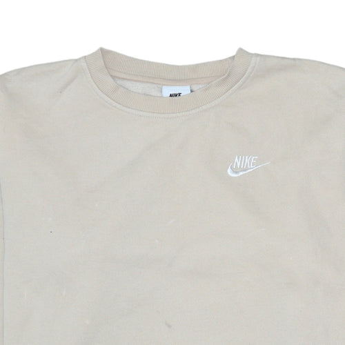 Nike Boys Beige Fleece Pullover Sweatshirt Size 146 Regular Fit