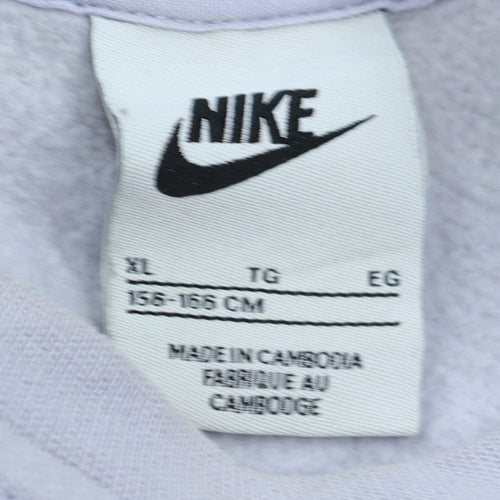Nike Girls Purple XL Fleece Pullover Sweatshirt Crew Neck Logo Top