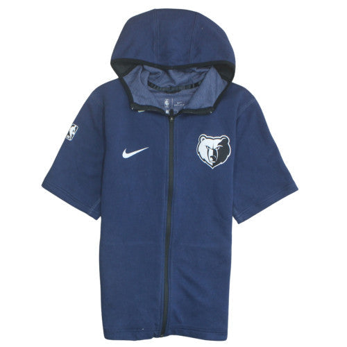 Nike Boys Blue Full Zip Hooded Short Sleeve Basketball Hoodie L 14-15 Yrs