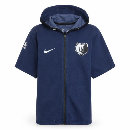 Nike Boys Blue Full Zip Hooded Short Sleeve Basketball Hoodie L 14-15 Yrs