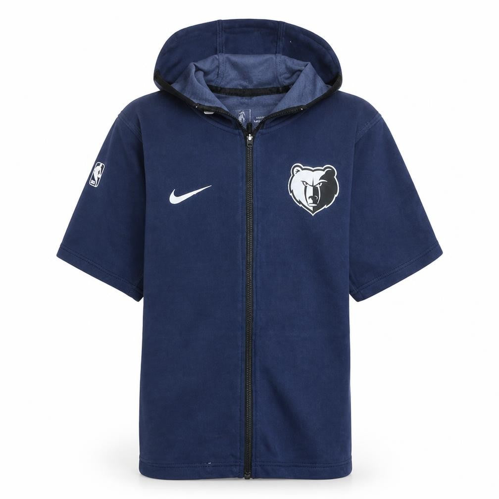 Nike Boys Blue Full Zip Hooded Short Sleeve Basketball Hoodie L 14-15 Yrs